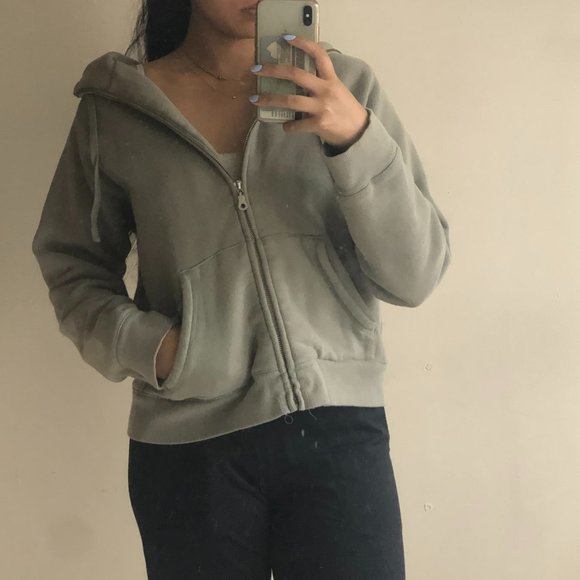 Sage Green Zip-Up Hoodie - Picture 1 of 2